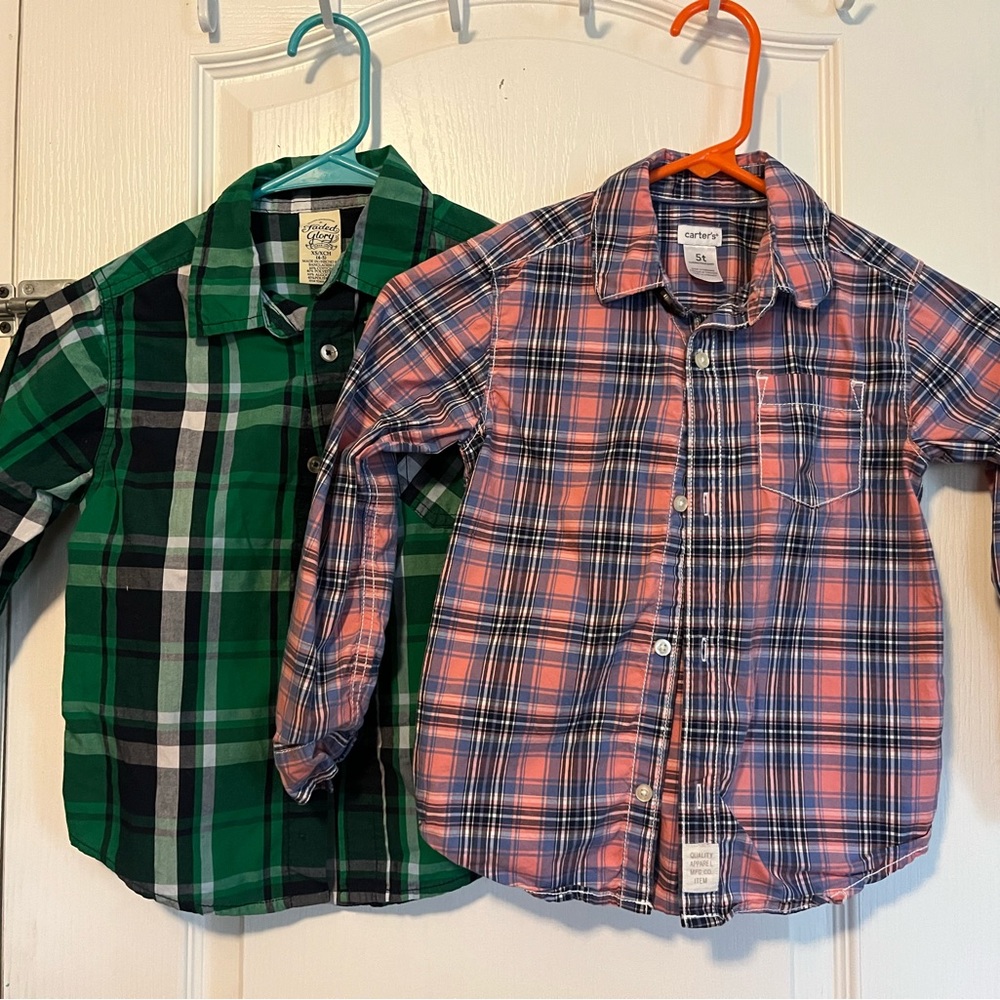 Lot of 2 boys button up longe sleeve shirts